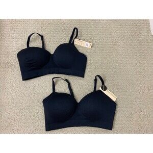 Truekind Supportive Comfort Black Wireless Shaping Bra Set of 2 Large New